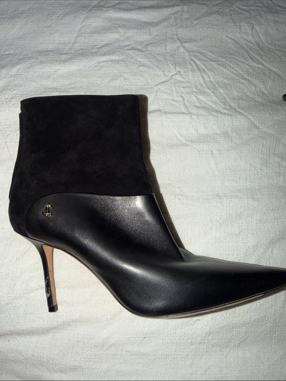 Jimmy Choo Black Pointed Toe Leather & Suede Ankle Boot - Women